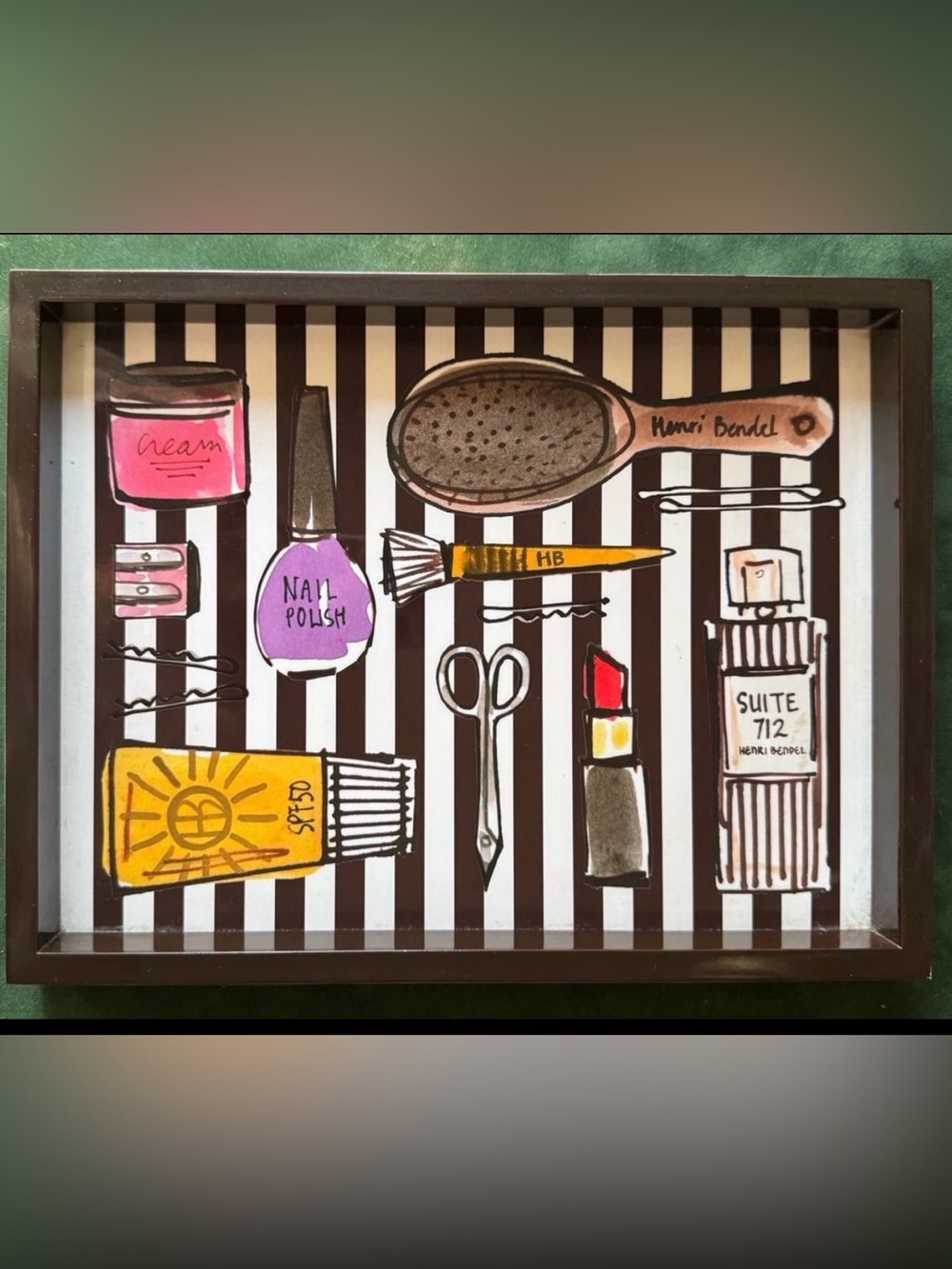 Henri Bendel Illustrated Lacquer Beauty Trinket Tray Catch-All NWT - Picture 2 of 4